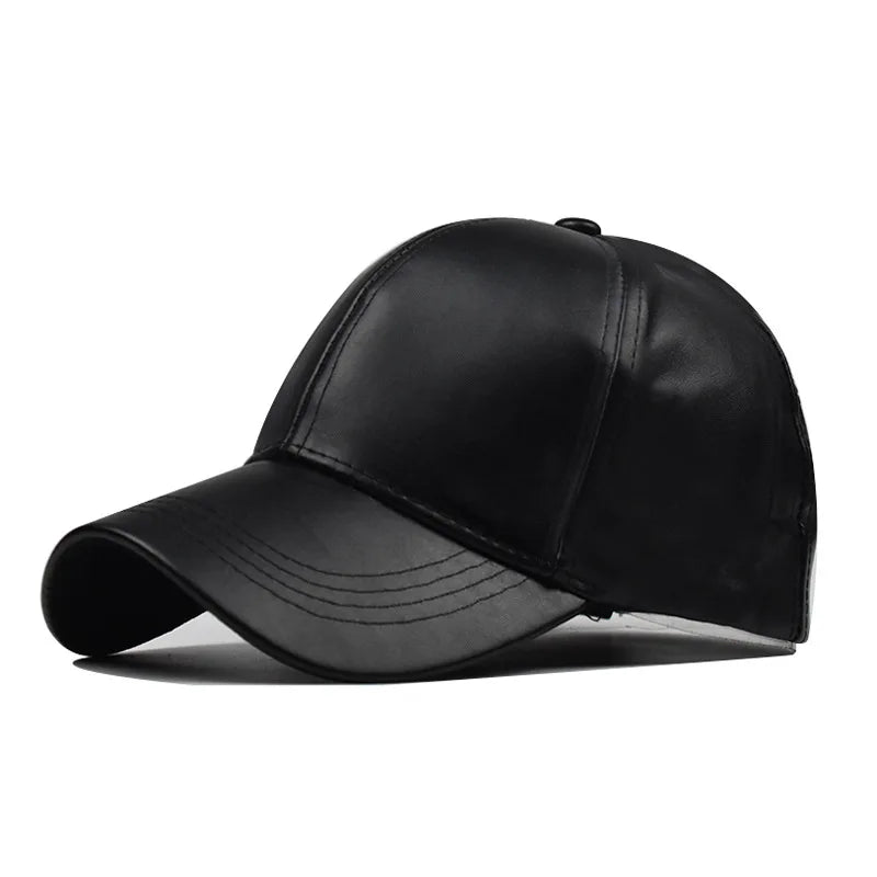 Wholesale Unisex Sports 6-Panel Baseball Cap Outdoor Casual Solid Color PU Leather Visor Street Fashion Image Metal Closure