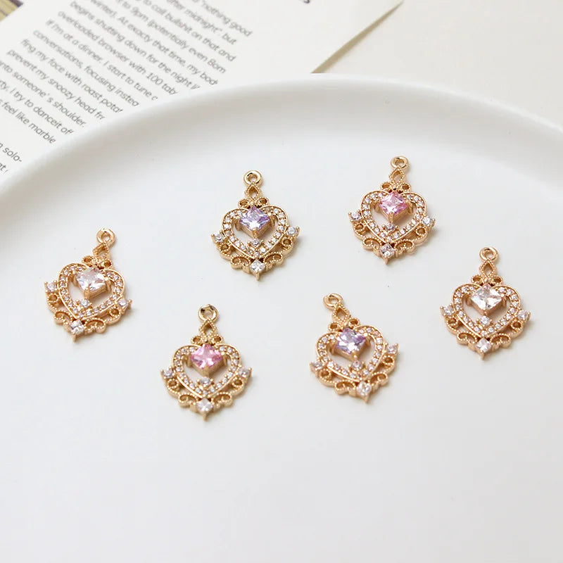 HOT Sale Gold Plated Brass Crystal Flower Charms for Jewelry Findings Factory Supply
