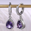 CAOSHI Jewelry Royal Purple Water Drop Earring Hollow Brilliant Carving Lady Aretes Elegant Purple Pear Dangle Earrings Women