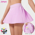 Janya 2-in-1 Women's Sports Shorts Cool Fabric Fitness Tennis Skirt Pleated Design Custom Team Name Mini Golf Yoga Shorts Pocket