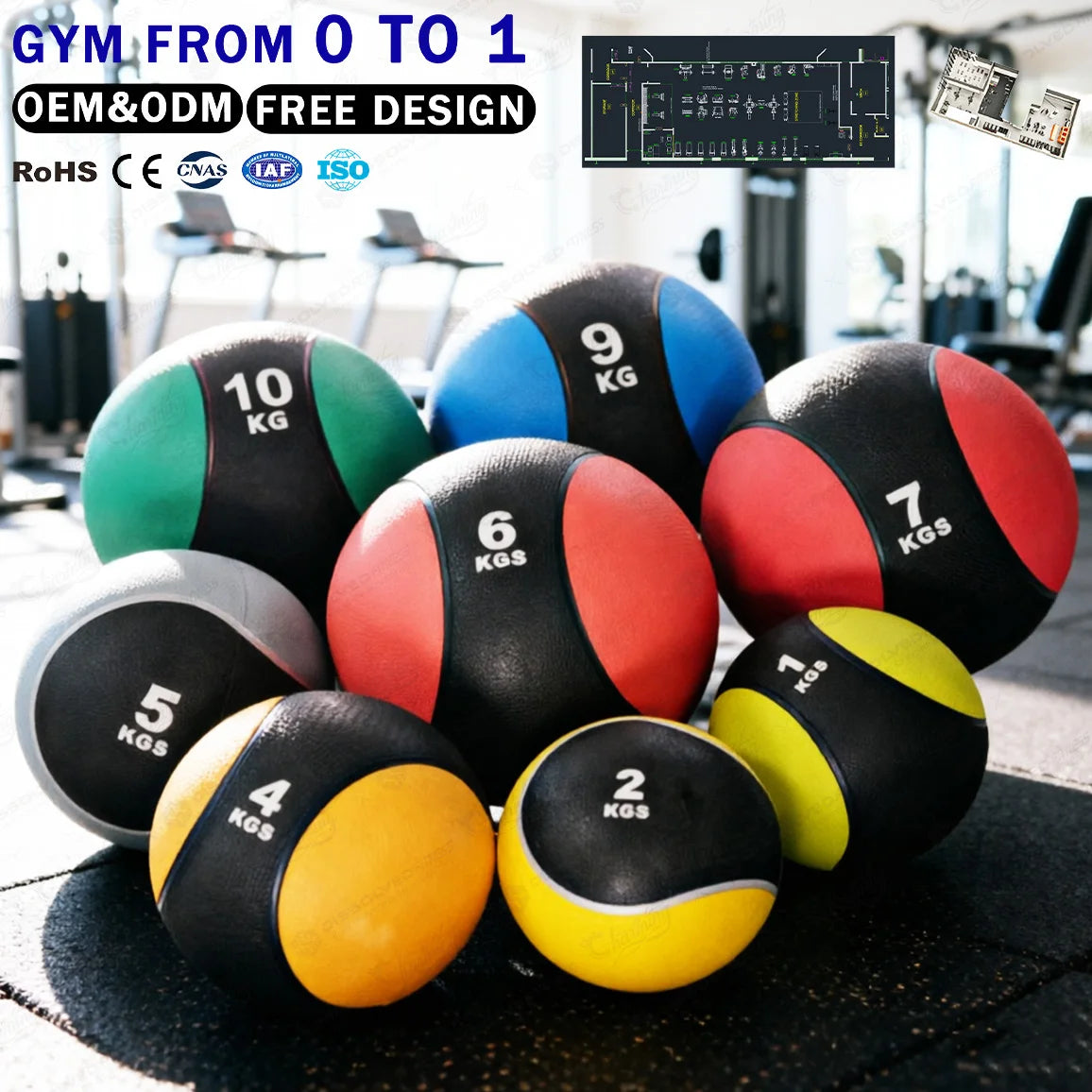 Custom Color Set Ball Medicine Fitness Workout Medicine Ball High Quality Gym Ball Natural Rubber Wall Ball Medicine Ball