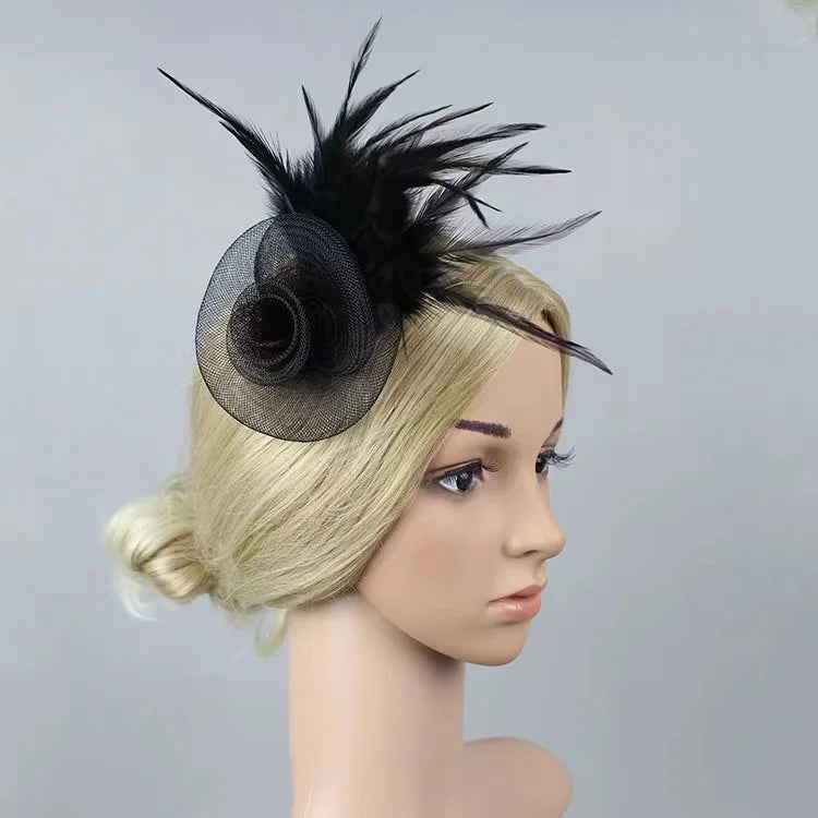 Vintage Women Feather Flapper Hat Hair Accessories Headdress Wedding Party Bridal Headwear Hat for Ladies