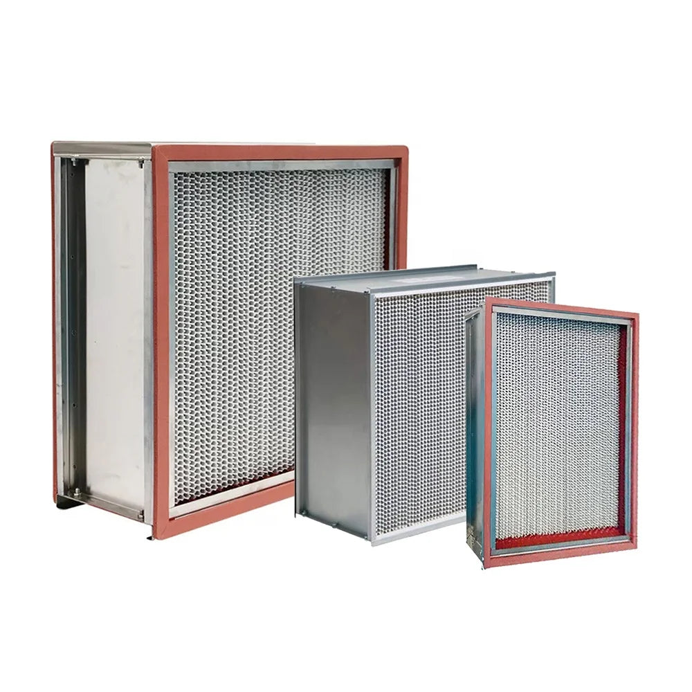 630x630x220 Deep Pleated H14 HEPA Filter Air Filter Element High Temperature Resistance Stainless Steel 304 Frame Filter