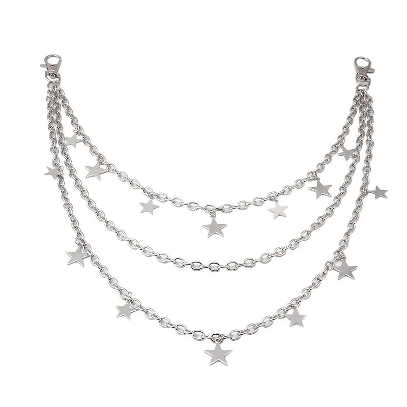 Wholesale Hip Hop Fashionable Trend Multi-layer Star Pendant Trousers Chain Waist Chain Jewelry