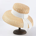 Customize Women Beach Hat Summer Sun Hat Vintage Lady SUNHAT Herben French Cloche Bell Brim Straw Hat With Wide Ribbon Bow