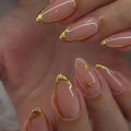 Wholesale Dropshipping 3885 Short Almond Nails with 3D Gold Foil False Nails Press on Nails Artificial Fingernails Customize
