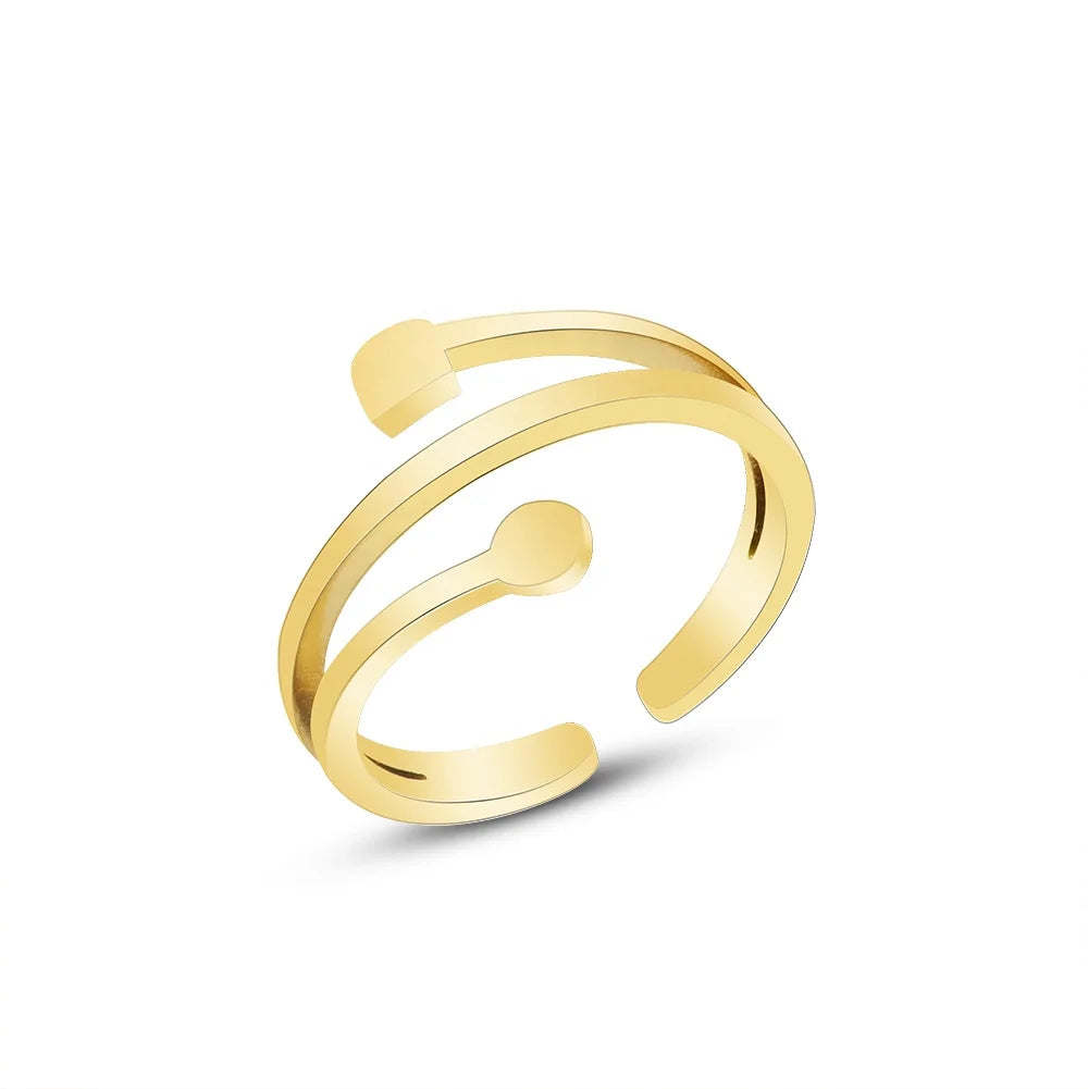 Cross Border Hot Selling Irregular Opening Non - Adjustable Ring 18k Gold Plated Stainless Steel Fger Rings