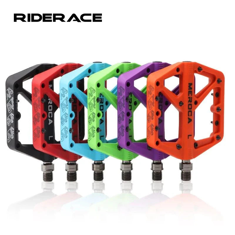 RIDERACE Road Bike Nylon Pedal Bicycle Ultralight Seal Bearing Pedals MTB Cycling Width-Width Non-slip XC Off-road Pedal Clip