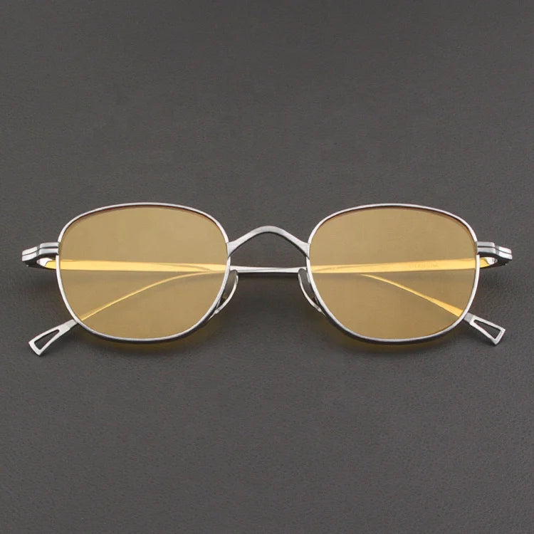 Women's Polarized Cat.3 UV400 Sunglasses Small Rectangle Frames with Vintage Oval Titanium Eyewear Tac Lenses Shades