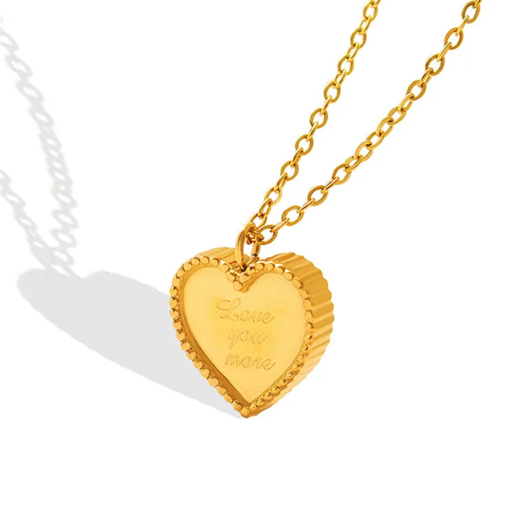 Factory Wholesale Dainty 3D Self love Jewelry Stainless Steel Women Heart Pendant Necklace