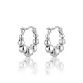 S925 Sterling Silver Geometric Hoop Earrings Round Bead Beaded Designer Earrings Glossy Circle Earrings Women