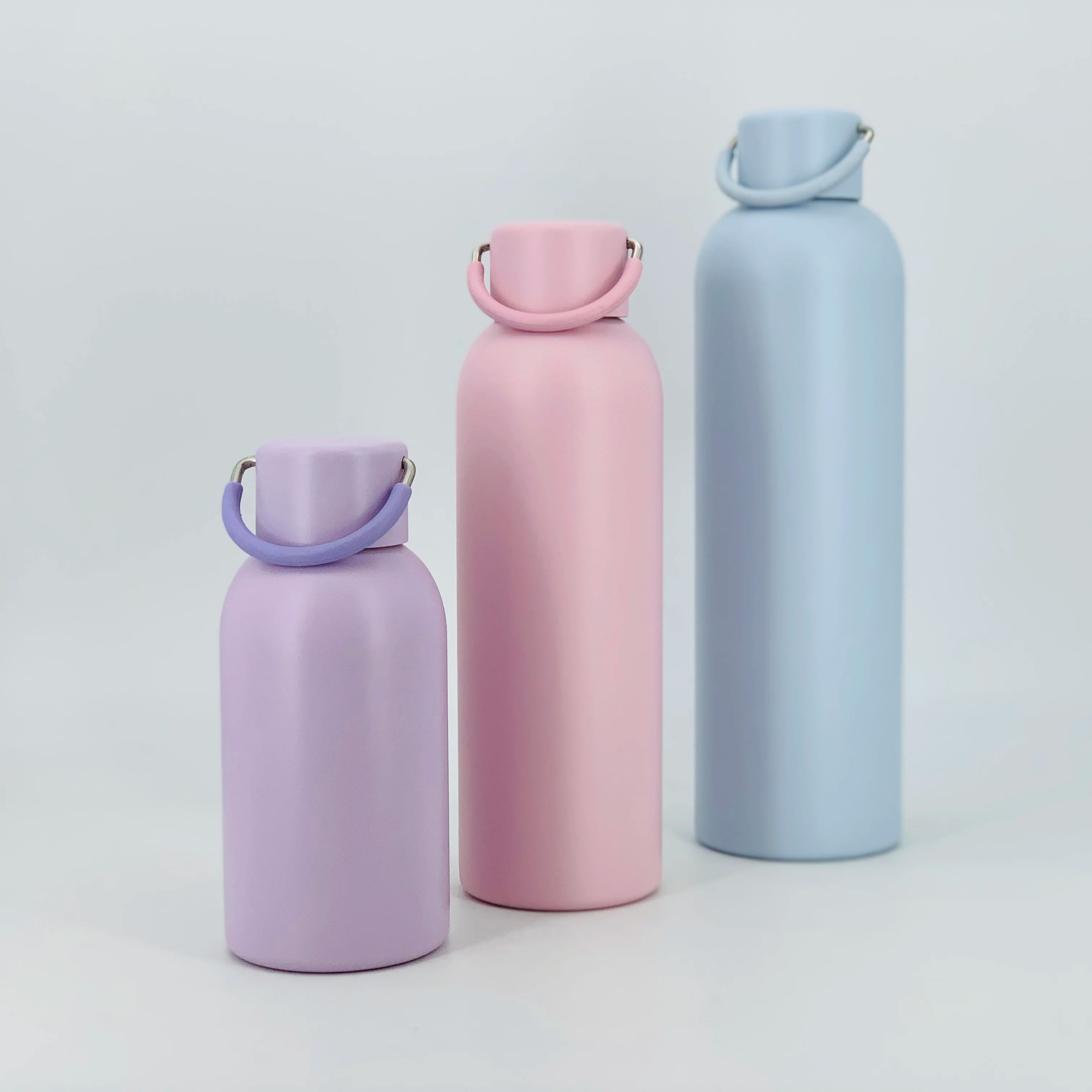 Durable 350ml 600ml 1000ml Stainless Steel Sport Vacuum Flask Water Bottle Powder Coating With Metal Handle and Straw