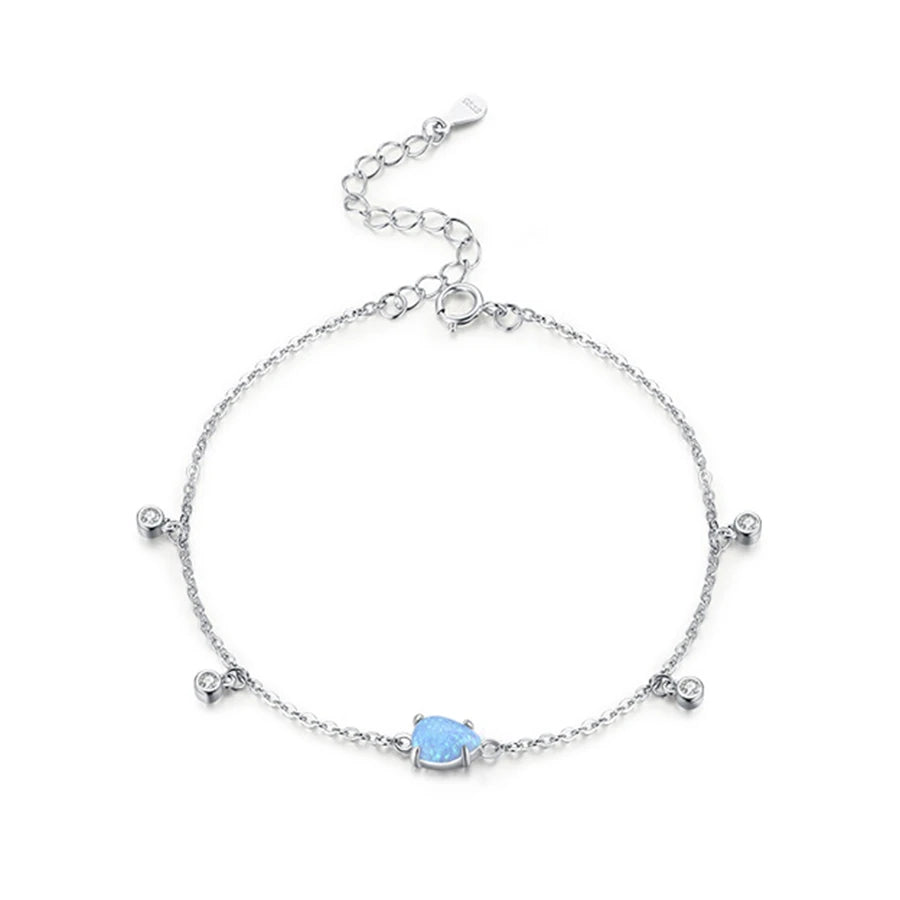 Light Luxury Fine Jewelry Zirconia Pendant 925 Sterling Silver Opal Chain Bracelet Hand Jewelry Wholesale
