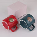 3D Embossed Decal Gold Logo Unique Porcelain Matte Eco-Friendly Food Grade Red Blue Coffee Mugs Festival Gift Boxes Pigmented
