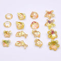 Single Hole Crystal Glass Beads Plating Yellow Color Snow Starfish Shell Butterfly Elephant Charm Pendants for Jewelry Making