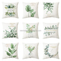 Artificial Plant Pillow Cover Green Plant Pattern Linen Throw Pillow Case Cushion Cover Decorative Farmhouse
