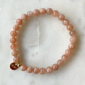 Handmade Natural Stone Beads Gemstone Sunstone Moonstone Beaded Bracelet Stacked With Logo Positive Word Tags