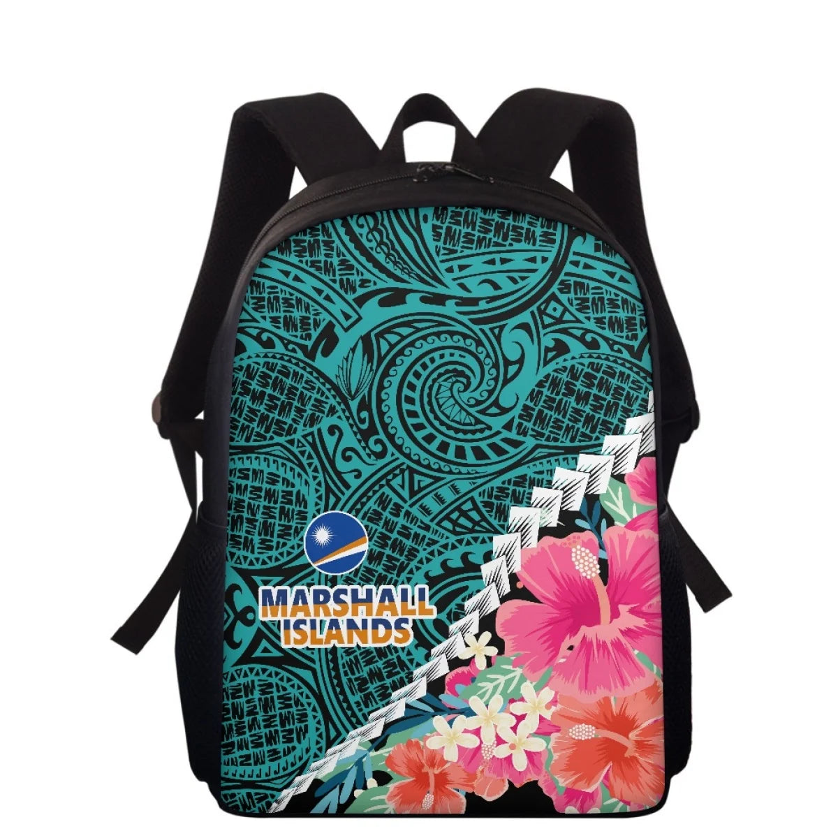 Custom Marshall Islands Flag Floral Pattern School Backpack for Teens Girls College Durable Laptop Backpacks Kids School Bags
