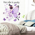 Hot Sale PVC Wall Decor Sticker Pretty Girl Butterfly Design for Bedroom Living Room Dance Studio Wall Decoration for Home Decor