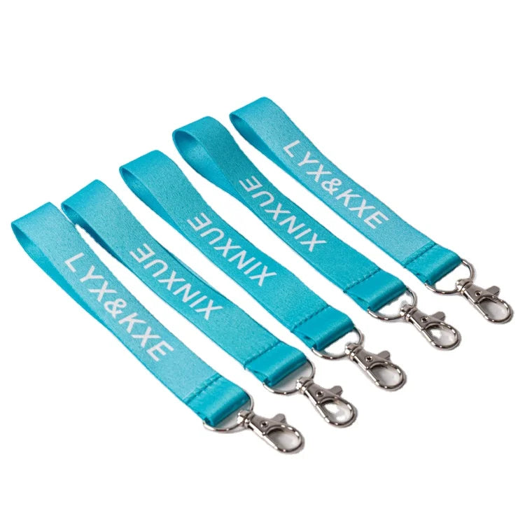 Custom logo Printed Sublimation Strap Wrist Keychain Lanyard Short Polyester Key Chain Lanyards