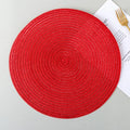 Custom Kitchen Eco-Friendly Modern Polypropylene Braided Woven Round Table with Pompom Polyester Colorful Placemat