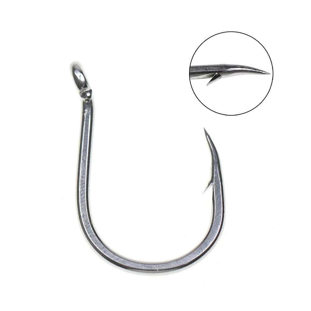 #1/0-13/0 Stainless Steel Wide Mouth Slow Jigging Hook Strong Inline Saltwater Fishing Assist Fishhook for Grouper Snapper