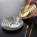 SS304 9inch 10inch Dinnerware Tableware Food Pho Ramen Tray Stainless Steel Dinner Plate Dishes