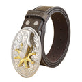 Western Cowboy Harness Large Buckle Fashion Retro Belt Youth Personality Durable PU Leather Belt