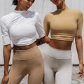 Custom Logo Crop Top Yoga Shirt Wholesale High Quality Lightweight Breathable Tight Half Sleeve Fitness Workout T-Shirts