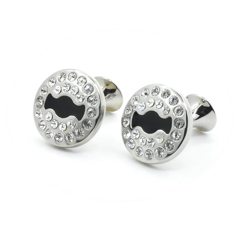 Wholesale Crystal Diamond Elegant Cufflinks Custom Men's Suit Shirt Fashion Accessory Wedding Tuxedo Trendy Jewelry Gift Set