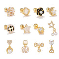 ZUOLA Fine 18K Real Gold Plated Stainless Steel Ear Cartilage Stud Piercing Jewelry with Zircon Stones-Unisex Daily Wear