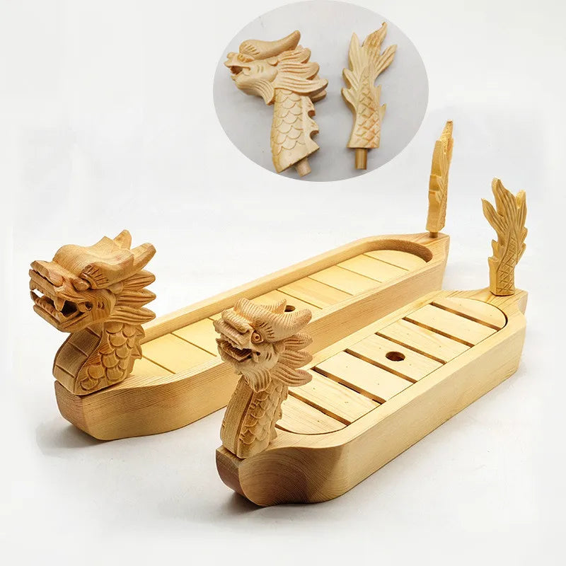 Large Dragon Wooden Sushi Boat Wood Sushi Serving Tray Boat Plate for Restaurant or Home