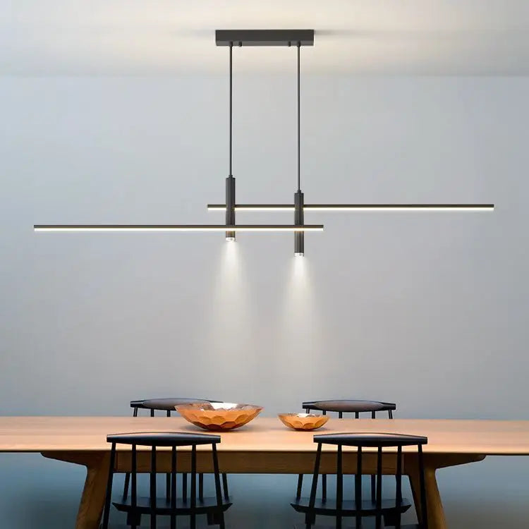 Jpunpsun Modern Black Gold Hanging Lamp Nordic Restaurant Kitchen Led Linear Pendant Light for Living Room Dining Room