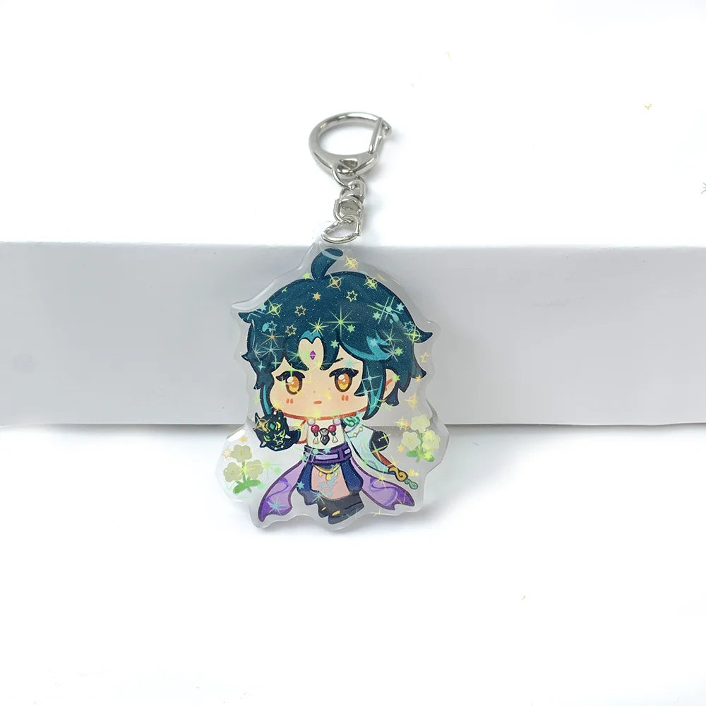 With Glitter Hologram Custom Acrylic Keychain Double Sided Epoxy Custom Size Design