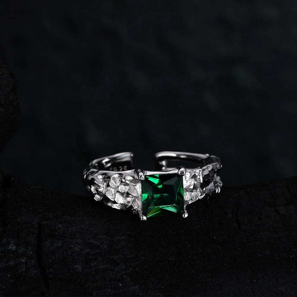 ICEBELA 2023 Fashion Jewelry Wholesale 925 Sterling Silver Rhodium Plated Emerald Rings for Women