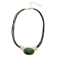 Exaggerated Design Red Crystal Pendant Necklace Edelstein Halskette Leather Rope Green Gemstone Necklace for Women