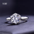 Silver 925 Original Brilliant Cut 2 Carat Diamond Test Past D Color Moissanite Queen Hand Blossom Ring for Women Fine Jewelry