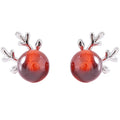 Simple Luxury Lovely 925 Sterling Silver Studs Earring for Woman with Antler Red Garnet  Fashion Jewelry Gift Wedding Party
