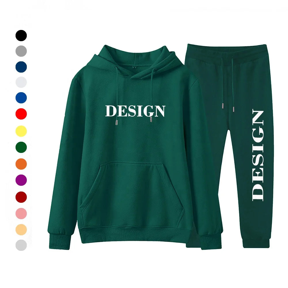 2022 New Recommended Custom Logo Terry Print Casual Sports Loose Comfortable Men's Sportswear Suit