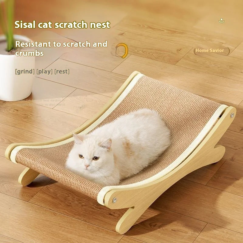 Modern Style Cat Rocking Chair Sisal Bed Wear-Resistant Scratch Board Nest Cushion Sofa Recliner Mat Toy for Felines Carton