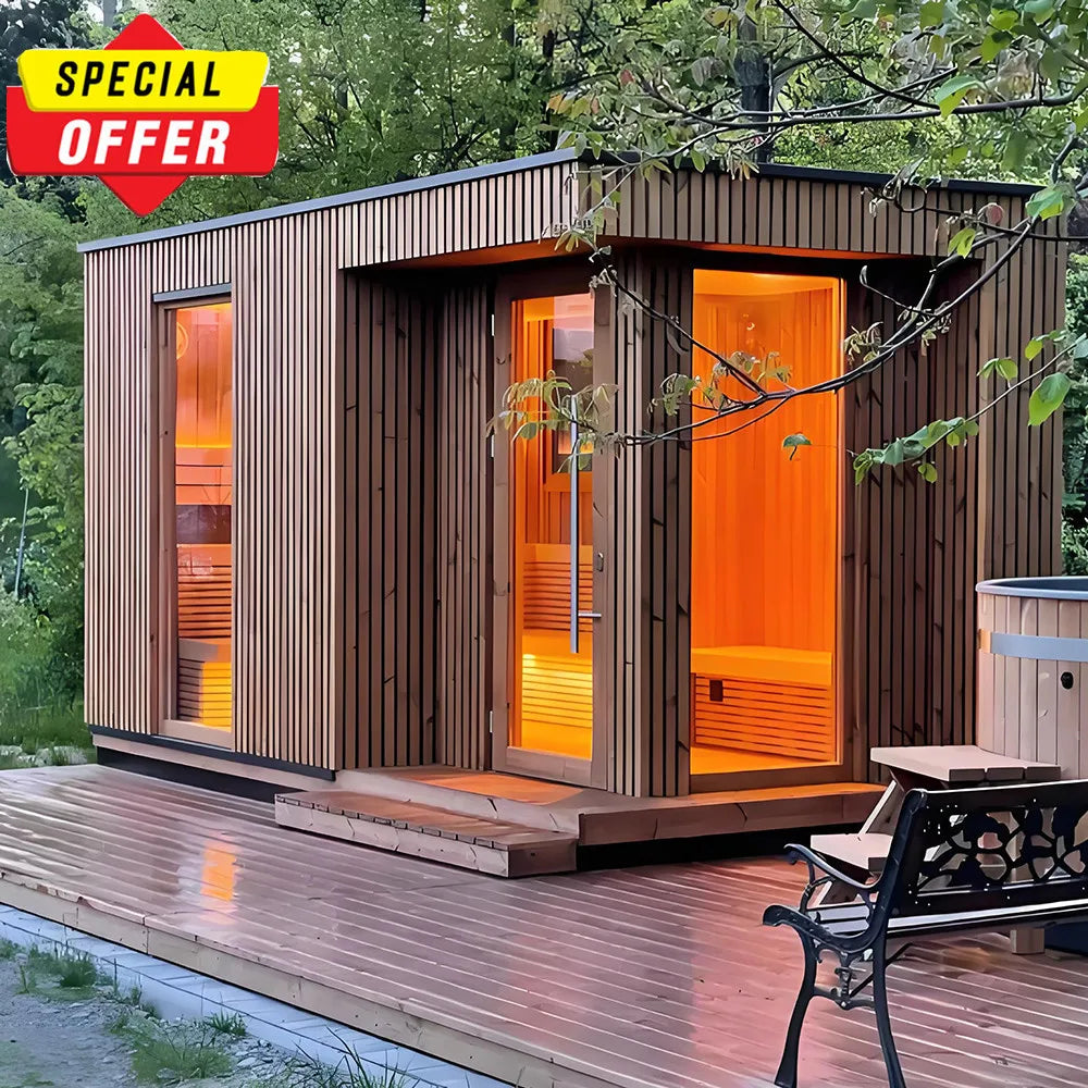 High-class Modern Chromotherapy Traditional Intelligent Control System Outdoor Red Ceder 6000W Easy Installation Move Sauna Room