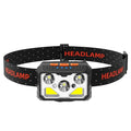 Helius New LED Induction Headlamp Built-In USB Rechargeable COB IP54 Waterproof Adjustable Beam Portable Outdoor Lightweight