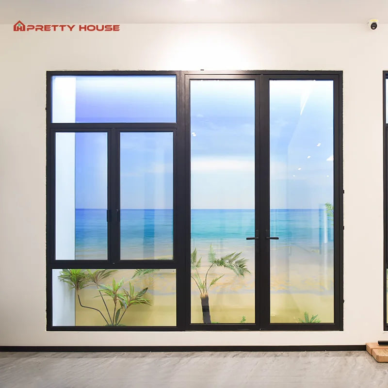 Prettyhouse Commercial Aluminum Double Glass Soundproof French Doors