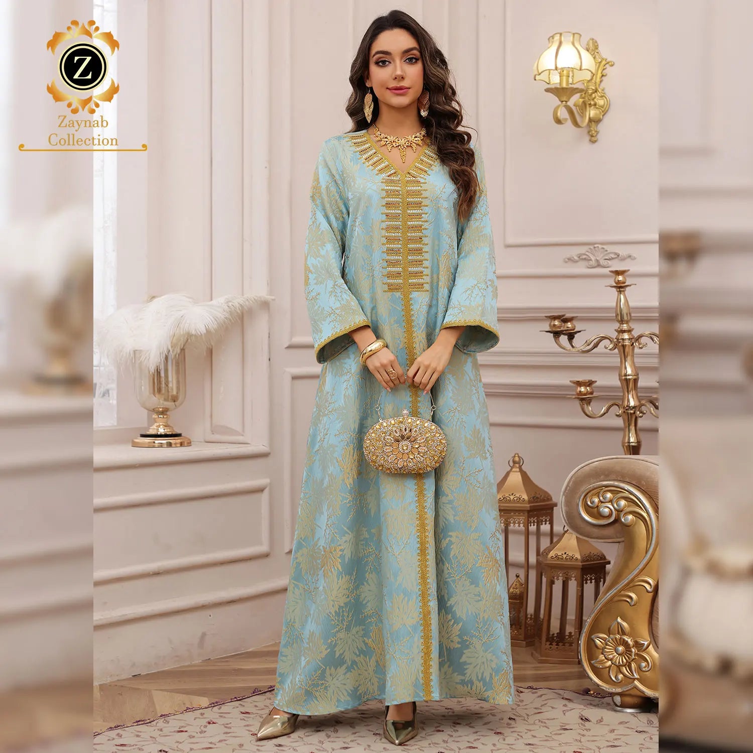 Zaynab Women Muslim Dress Luxury Dresses Pleated Abaya Muslim Dress Fancy Islamic Women Dubai Elegant Abaya
