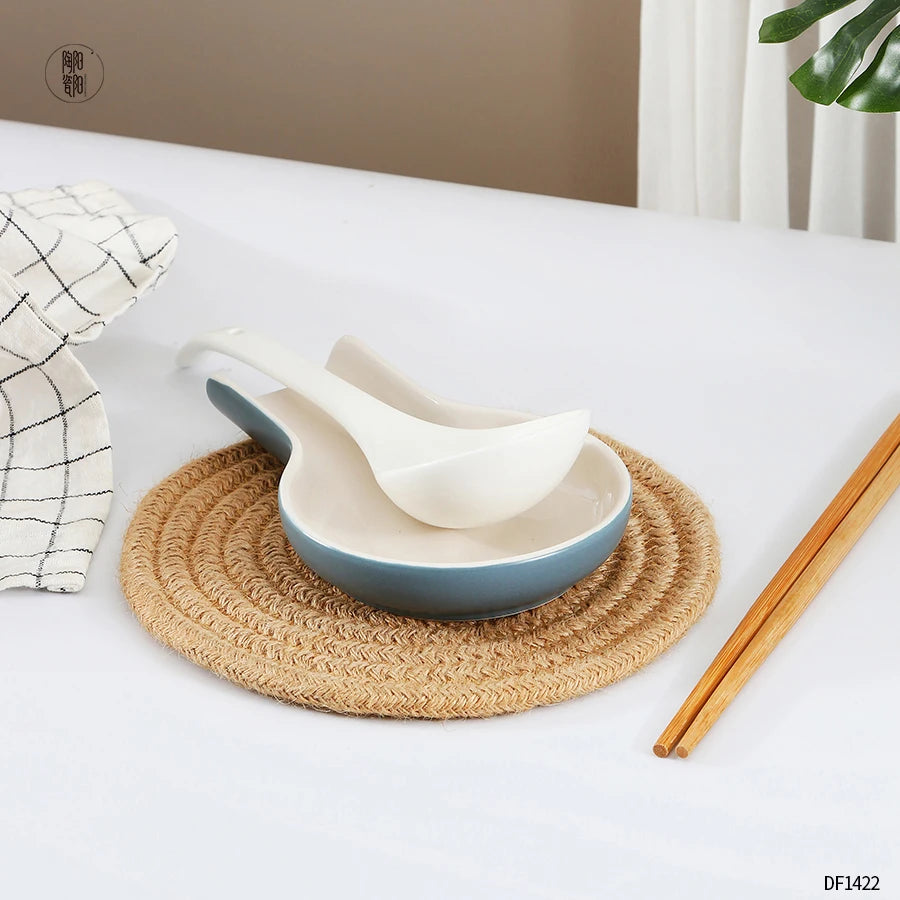 Custom logo Chopstick and Spoon Cooking Utensil Holder Kitchen Dining Table Ceramic Spoon Rest Holder