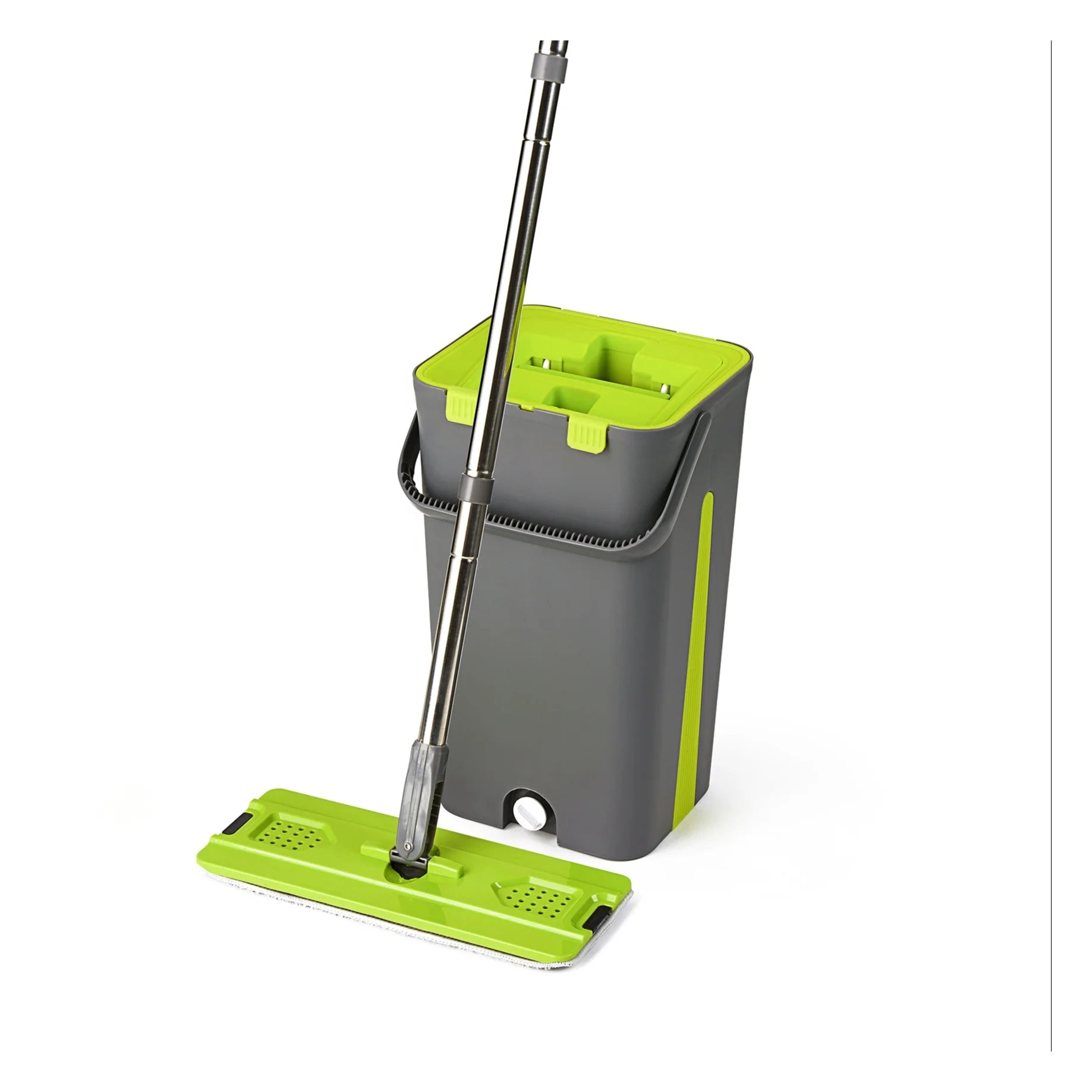 Hand Free  Flat Squeeze Bucket Mop Set With  2 Washable Microfiber Mop Heads Floor Easy Clean Microfiber 360