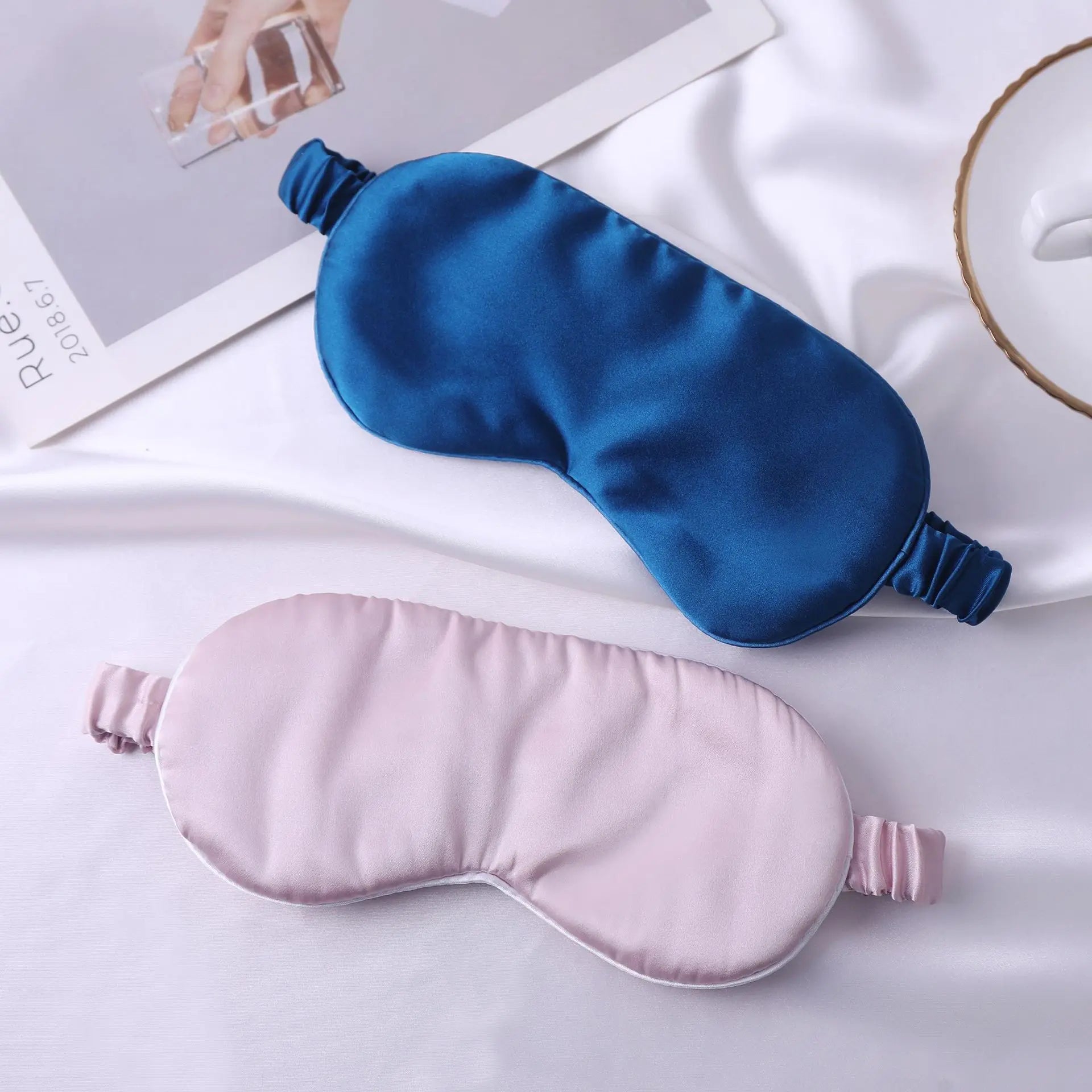 Custom Blackout Silk Eye Patch Blinder Set Eyemask Adjustable 100% Pure Mulberry Sleep Eye Masks