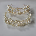 SLBRIDAL Handmade Rhinestones Crystal Pearls Bridal Wedding Tiara Headband Bridal Headpieces Women Girls Hair Jewelry Accessory