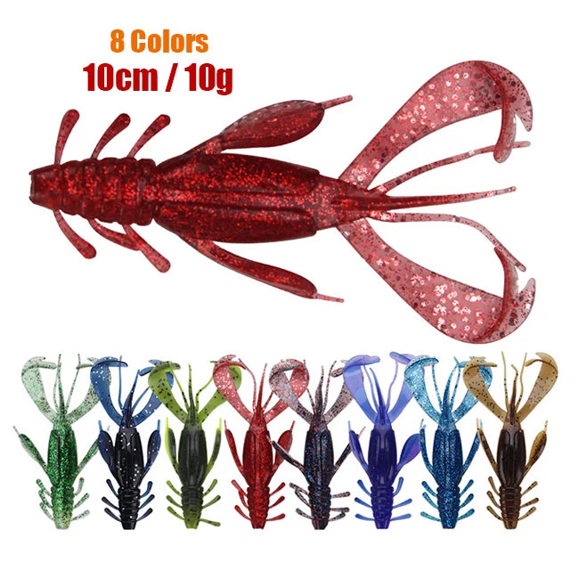 Guosong 10cm10g Soft Worm Lure Front Flapper Curly Creature Bait 4 Pack