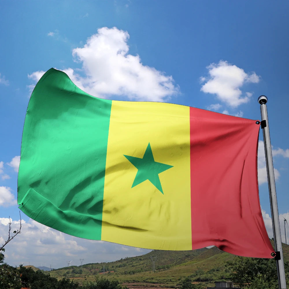 Senegal Flag Custom 3x5 ft 100% Polyester  Double-sided Printed logo Fans Waving Cheering  Flags